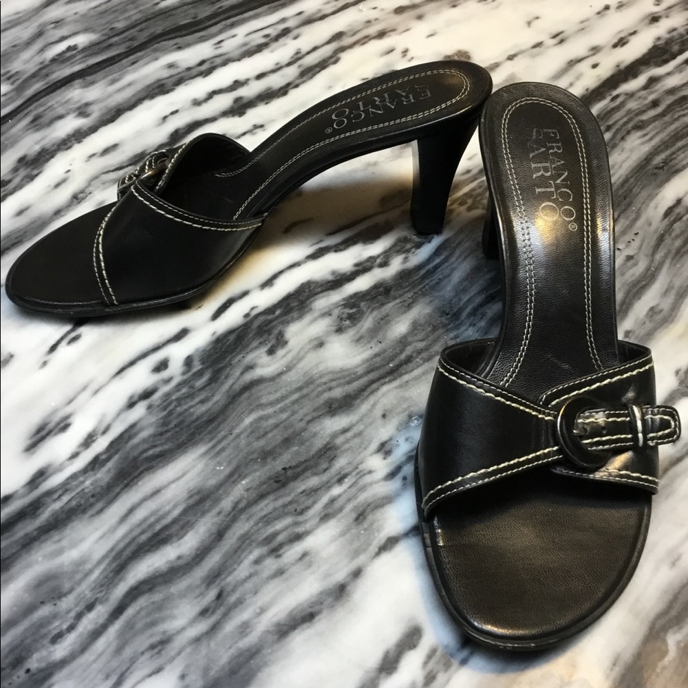 Franco Sarto black leather heeled sandal